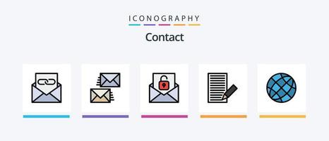 Kontaktleitung gefüllt 5 Icon Pack inklusive Nachricht. Computer. Email. Kommunikation. Umschlag. kreatives Symboldesign vektor