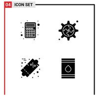 Stock Vector Icon Pack mit 4 Zeilenzeichen und Symbolen für Apps Sale Interface Gear Barrel editierbare Vektordesign-Elemente