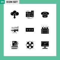 satz von 9 modernen ui-symbolen symbolzeichen für trendprognosen mobile prognoseteleskop bearbeitbare vektordesignelemente vektor