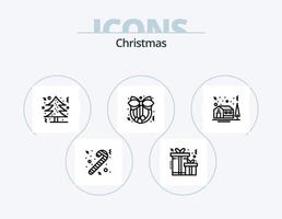 Weihnachtslinie Icon Pack 5 Icon Design. Alkoholflaschen. Lutscher. Musik. Nachtisch. Pfannkuchen vektor
