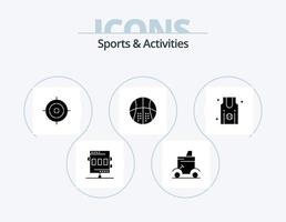 Sport und Aktivitäten Glyphen-Icon-Pack 5 Icon-Design. Erholung. Basketball. Golfwagen. Leichtathletik. Sport vektor