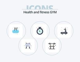 Fitnessstudio Flat Icon Pack 5 Icon Design. Fitnessstudio. Stoppuhr. Leiter. Muskel. Uhr vektor