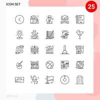 Linienpaket mit 25 universellen Symbolen für die Entwicklung von Codierungskoch-Hacking-Wachstum editierbare Vektordesign-Elemente vektor