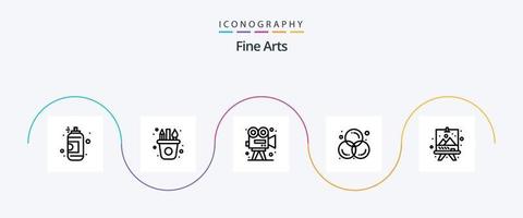 Fine Arts Line 5 Icon Pack inklusive Grafik. Farbe. Video. Kreis. Farbe vektor