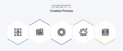kreativ bearbeta 25 linje ikon packa Inklusive . bearbeta. Färg hjul. kreativ. bearbeta vektor