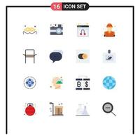 16 användare gränssnitt platt Färg packa av modern tecken och symboler av Hem stol webb brandman brand redigerbar packa av kreativ vektor design element