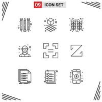9 thematische Vektorumrisse und bearbeitbare Symbole von Münze gleicher Weizenpfeil Geschäft bearbeitbare Vektordesign-Elemente vektor
