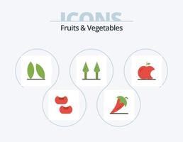 Obst und Gemüse flach Icon Pack 5 Icon Design. . Obst. Kochen. Apfel. Spargel vektor