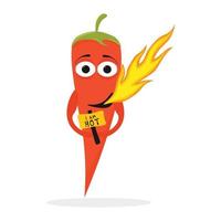 brinnande peppar karaktär. tecknad serie rolig varm chili paprika, bränna kyligt tecken annorlunda chili eldsprutande jalapeno flamma röd maskot för kryddad sås propert vektor illustration. varm rolig peppar