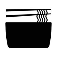 Ramen-Nudelsuppenschüssel mit flachem Vektorsymbol für Essstäbchen für Lebensmittel-Apps und Websites vektor