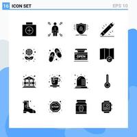 Stock Vector Icon Pack mit 16 Zeilenzeichen und Symbolen für Bildungsausrüstung, Firewall, elektronische Geräte, editierbare Vektordesign-Elemente
