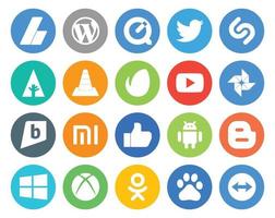 20 Social-Media-Icon-Pack, einschließlich Xiaomi Photo Forrst Video Envato vektor