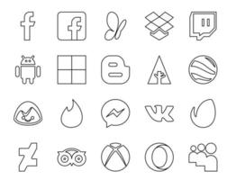 20 Social-Media-Icon-Pack einschließlich Xbox, TripAdvisor, Google Earth, Deviantart VK vektor