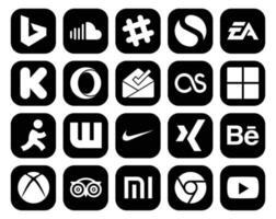 20 Social Media Icon Pack inklusive Nike Aim EA Microsoft Posteingang vektor