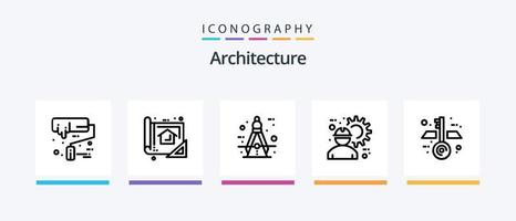 arkitektur linje 5 ikon packa Inklusive linjal. design. planera. arkitekt. dokumentera. kreativ ikoner design vektor