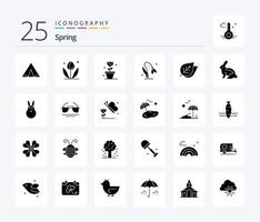Spring 25 solides Glyphen-Icon-Pack inklusive Auge. Hase. Ökologie. Osterhase. Hase vektor