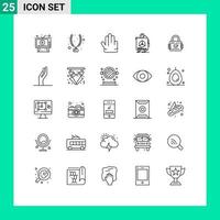 25 universelle Linien für Web- und mobile Anwendungen Sperrgarantie vorhanden Produktversicherung editierbare Vektordesign-Elemente vektor
