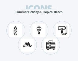 strand linje ikon packa 5 ikon design. . . rekreation. juice. strand vektor