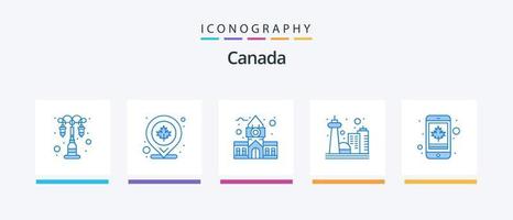 Canada Blue 5 Icon Pack inklusive Zelle. Toronto. Block. Wahrzeichen. Kanada. kreatives Symboldesign vektor