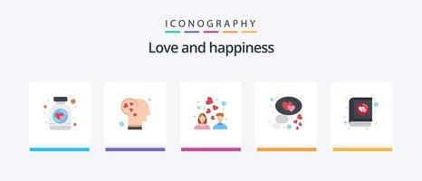 Love Flat 5 Icon Pack inklusive Liebe. Blase. Paar. Liebe. Plaudern. kreatives Symboldesign vektor