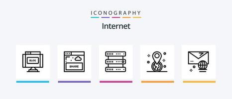 Internet Line 5 Icon Pack inklusive Internet. Zeiger. Netzwerk. Lage. Internet. kreatives Symboldesign vektor