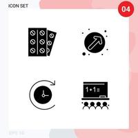 4 Solides Glyphenkonzept für mobile Websites und Apps Medizinische Zeitmaschine Tablet-Zeiger-Kunsttafel editierbare Vektordesign-Elemente vektor