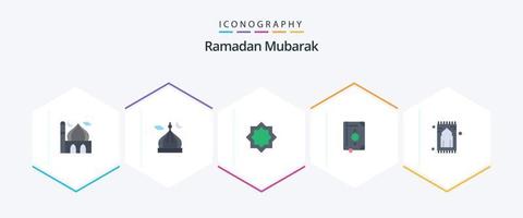 Ramadan 25 Flat Icon Pack inklusive Teppich. Teppich. Stern. Lesezeichen. Islam vektor