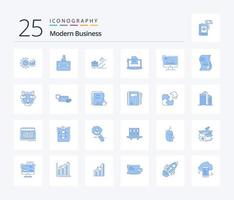 modernes Business 25 blaues Icon Pack inklusive Leader. Geschäft. Aktentasche. Wachstum. Marketing vektor