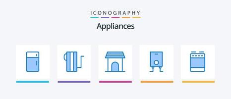 Appliances Blue 5 Icon Pack inklusive Appliances. Heizung. Heizung. Kessel. Zuhause. kreatives Symboldesign vektor