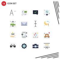 platt Färg packa av 16 universell symboler av kommunikation seo Tal kontor tänkande redigerbar packa av kreativ vektor design element