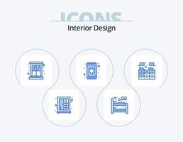 interiör design blå ikon packa 5 ikon design. bokhylla. interiör. dekoration. möbel. hus vektor