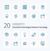 20 moln data teknologi och nätverk teknologi blå Färg ikon packa tycka om förbindelse fil uSB lagring moln vektor
