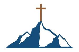 berg med korsa. kristen logotyp ikon vektor