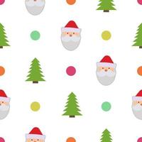Weihnachtsnahtloses Muster mit Weihnachtsmann und Weihnachtsbaum auf weißem Hintergrund. Vektor-Illustration vektor