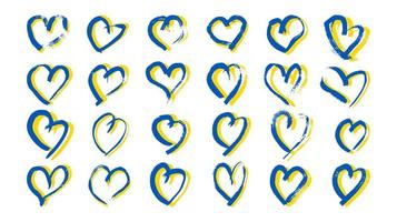 handgezeichnetes Herz in ukrainischen Farben vektor