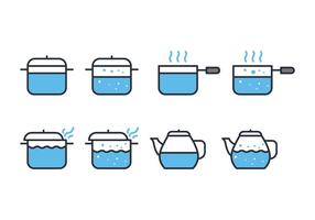 Kochendes Wasser Icon Set vektor