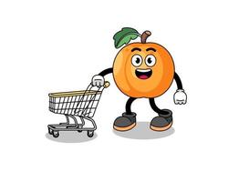 tecknad serie av aprikos innehav en handla vagn vektor