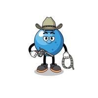 charaktermaskottchen von blueberry als cowboy vektor