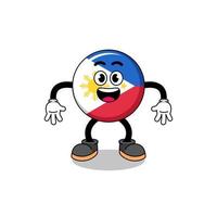 filippinerna flagga tecknad serie med överraskad gest vektor