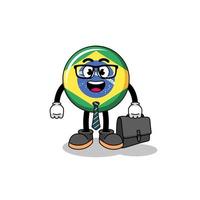 Brasilien flagga maskot som en affärsman vektor
