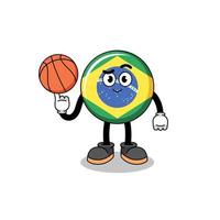 brasilien-flaggenillustration als basketballspieler vektor