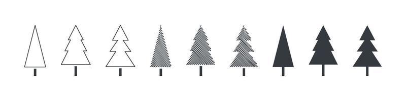 elemente für weihnachtsdesign. Weihnachtsbäume in verschiedenen Stilen. Vektor-Illustration vektor
