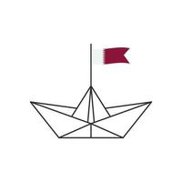 Papierboot-Symbol. ein Boot mit der Flagge von Katar. Vektor-Illustration vektor