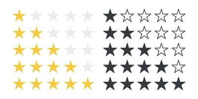 Symbole für Bewertungssterne. Produktbewertung oder Kundenrezension mit goldenen Sternen und Halbstern. Vektorsymbole vektor