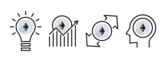 Ethereum-Icon-Set. Konzept der Kryptowährungssymbole. Geld zurückgeben. bearbeitbare Symbole für Wirtschaft und Finanzen. Vektor-Illustration vektor