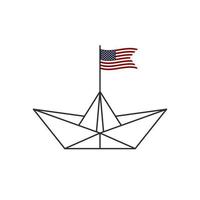 papper båt. en båt med de flagga av de förenad stater av amerika. vektor illustration