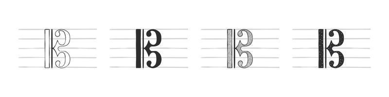 Musiknoten. musikalisches symbol mit einem schlüssel. handgezeichnete Musiksymbole in verschiedenen Variationen. Vektor-Illustration vektor