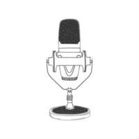 Podcast-Mikrofon. retro handgezeichnetes mikrofon. illustration im skizzenstil. Vektorbild vektor
