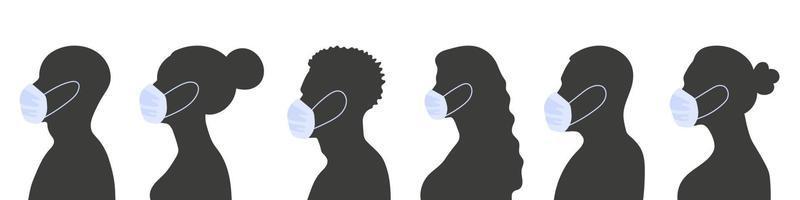 menschen, die medizinische masken tragen. Profile von Personen in einem flachen Stil. Vektor-Illustration vektor