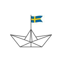 Papierboot-Symbol. ein Boot mit der Flagge von Schweden. Vektor-Illustration vektor